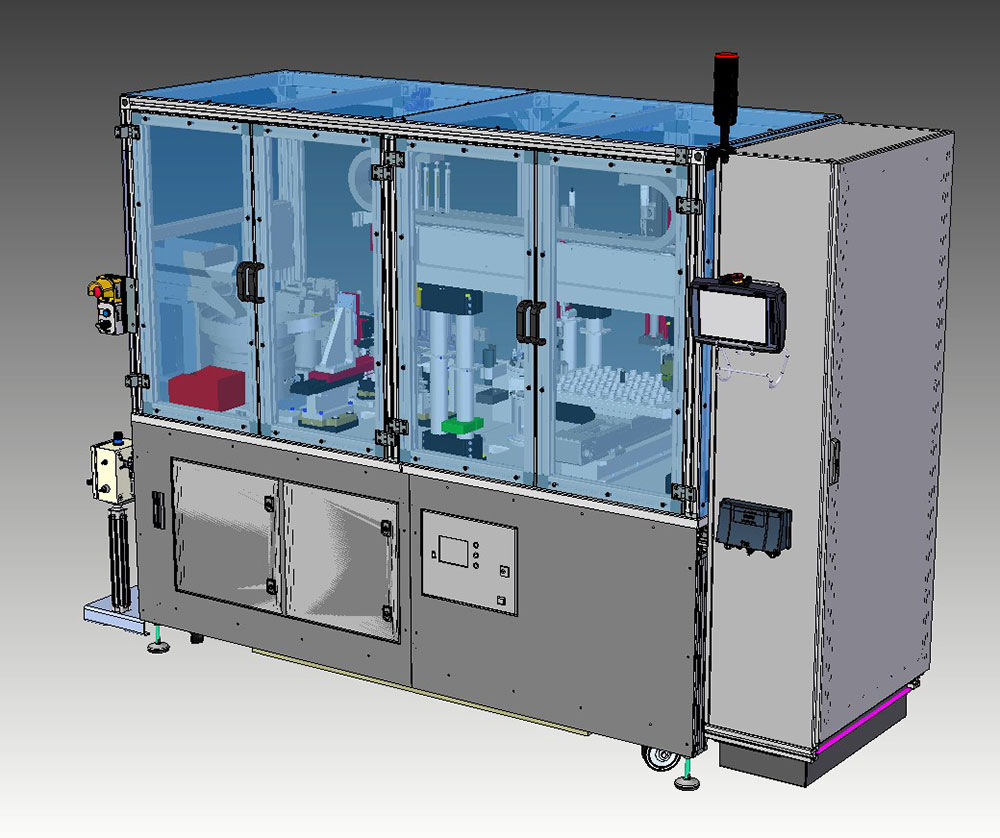 3D-Modell einer Kundenspezifische Maschinenlösung von KonTec Maschinenbau für industrielle Anwendungen